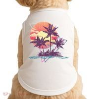 Retro Palm Trees Beach Sunset Tropical Summer Doggie Tank thumb 0