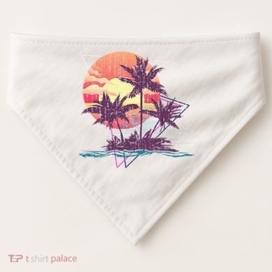 Retro Palm Trees Beach Sunset Tropical Summer USA-Made Doggie Bandana