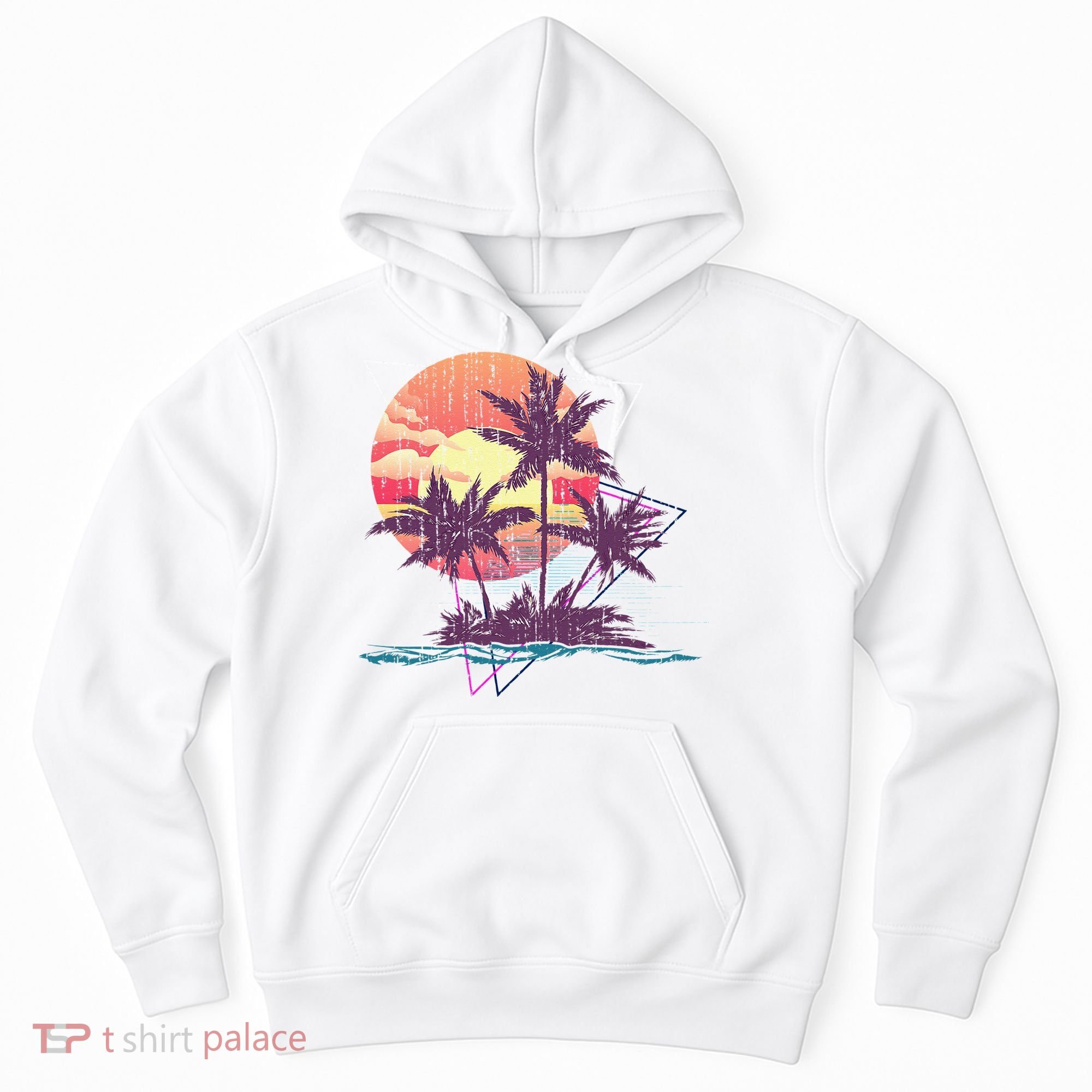 Retro Palm Trees Beach Sunset Tropical Summer Hoodie