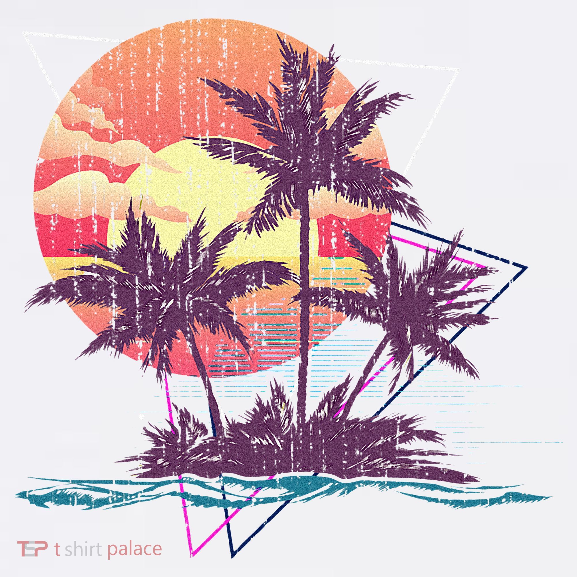 Retro Palm Trees Beach Sunset Tropical Summer Apron