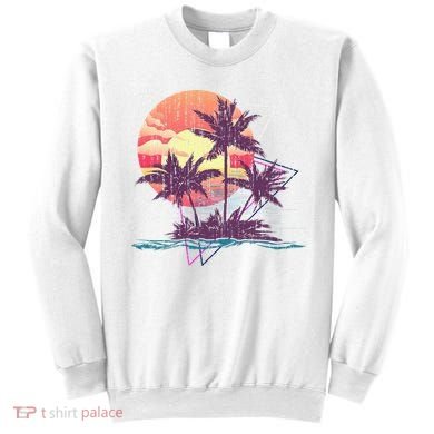 Retro Palm Trees Beach Sunset Tropical Summer Sweatshirt