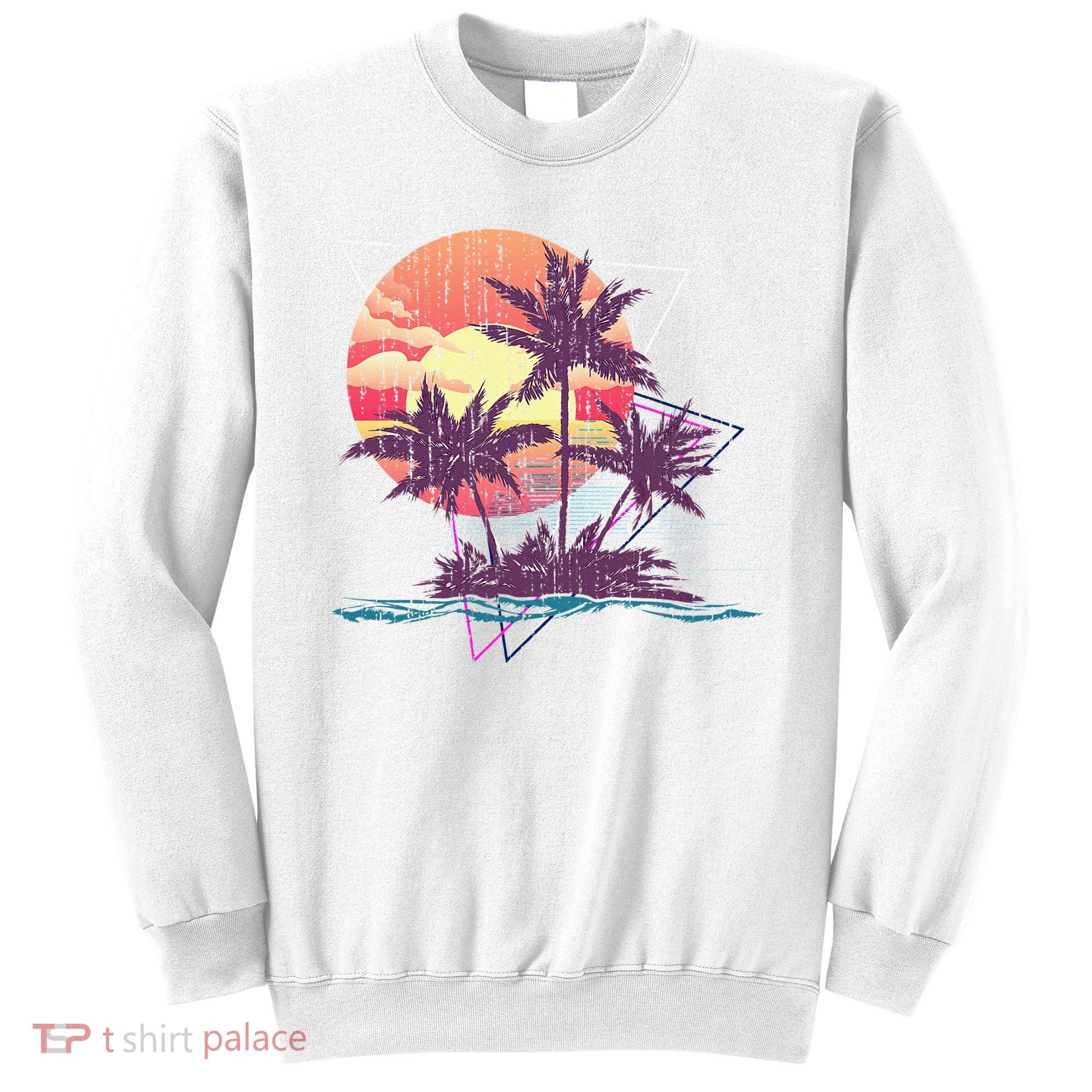 Retro Palm Trees Beach Sunset Tropical Summer Sweatshirt