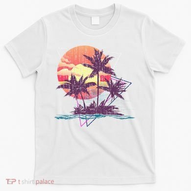 Retro Palm Trees Beach Sunset Tropical Summer T-Shirt