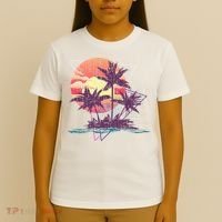 Retro Palm Trees Beach Sunset Tropical Summer T-Shirt thumb 4