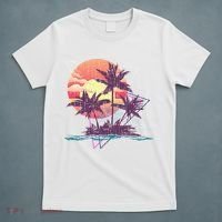 Retro Palm Trees Beach Sunset Tropical Summer T-Shirt thumb 5