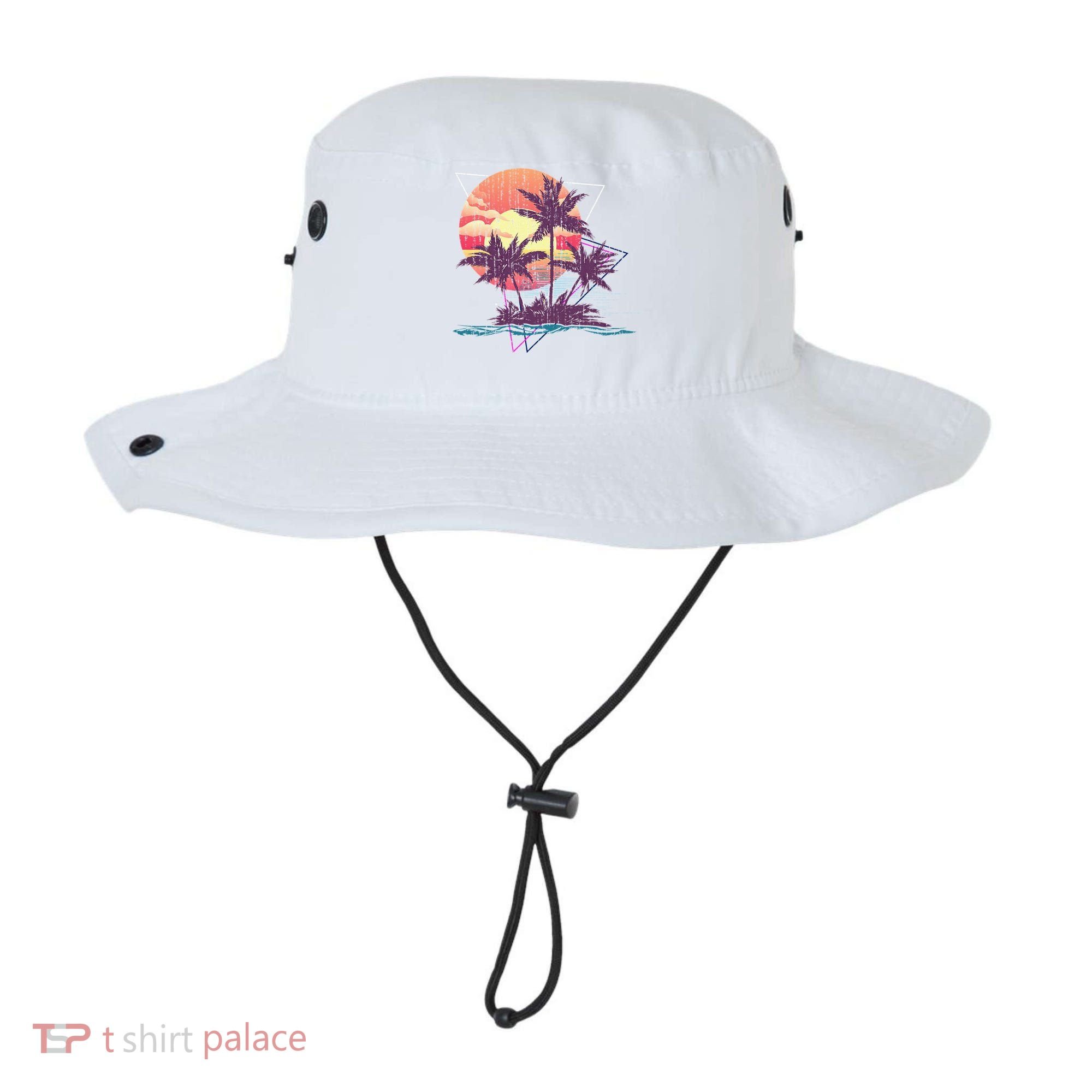 Retro Palm Trees Beach Sunset Tropical Summer Bucket Hat