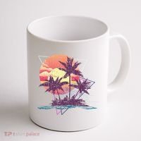 Retro Palm Trees Beach Sunset Tropical Summer Coffee Mug thumb 1