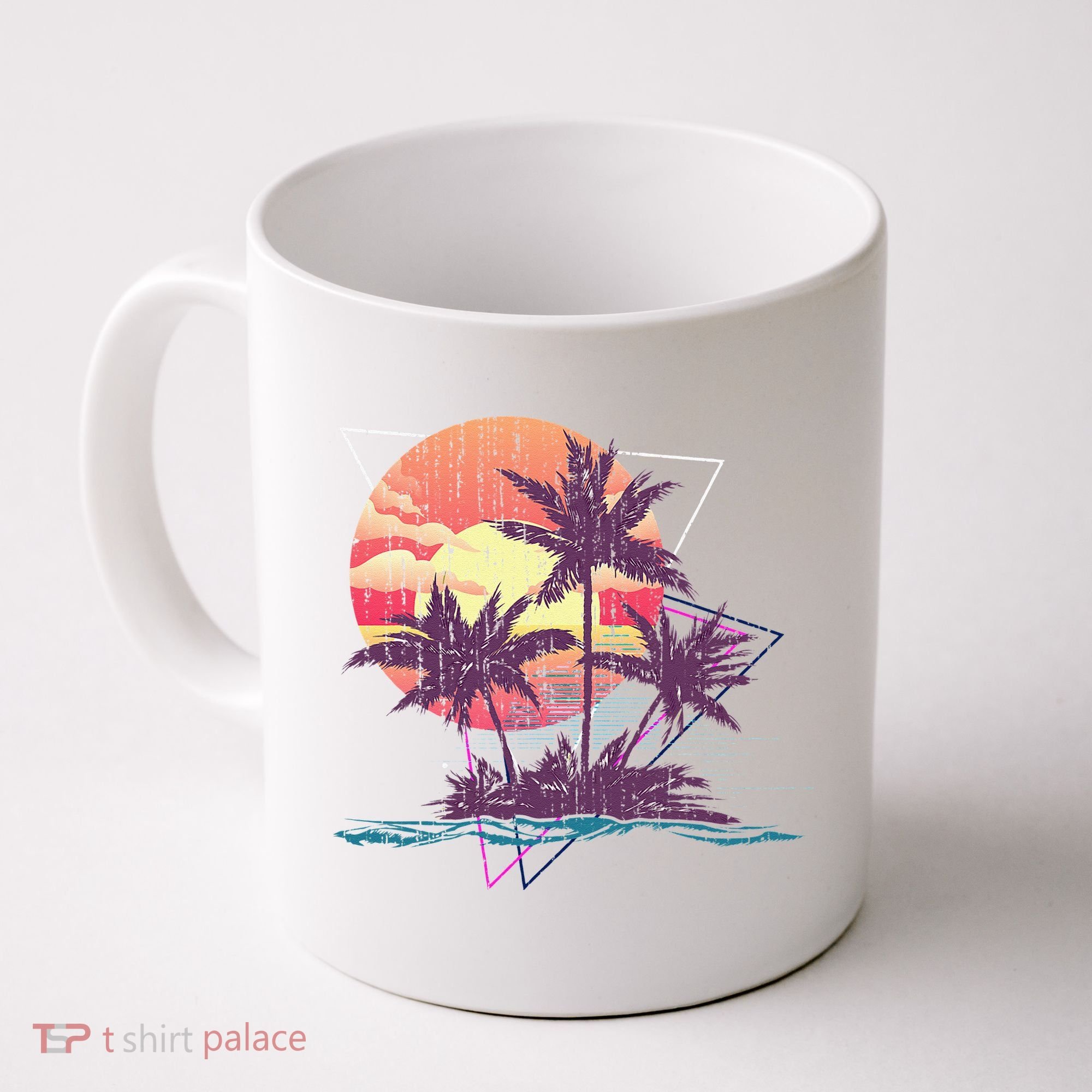 Retro Palm Trees Beach Sunset Tropical Summer Coffee Mug