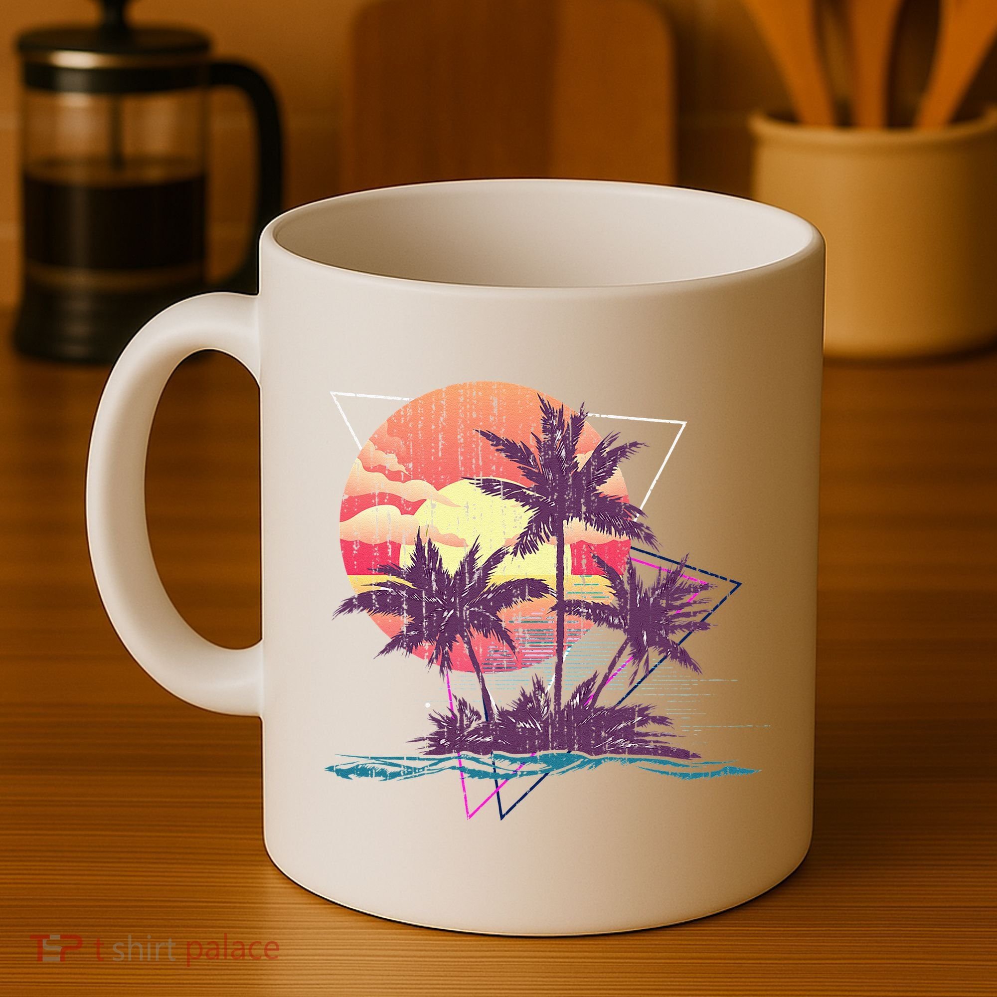 Retro Palm Trees Beach Sunset Tropical Summer Coffee Mug