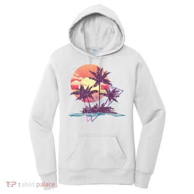 Retro Palm Trees Beach Sunset Tropical Summer Women's Hoodie