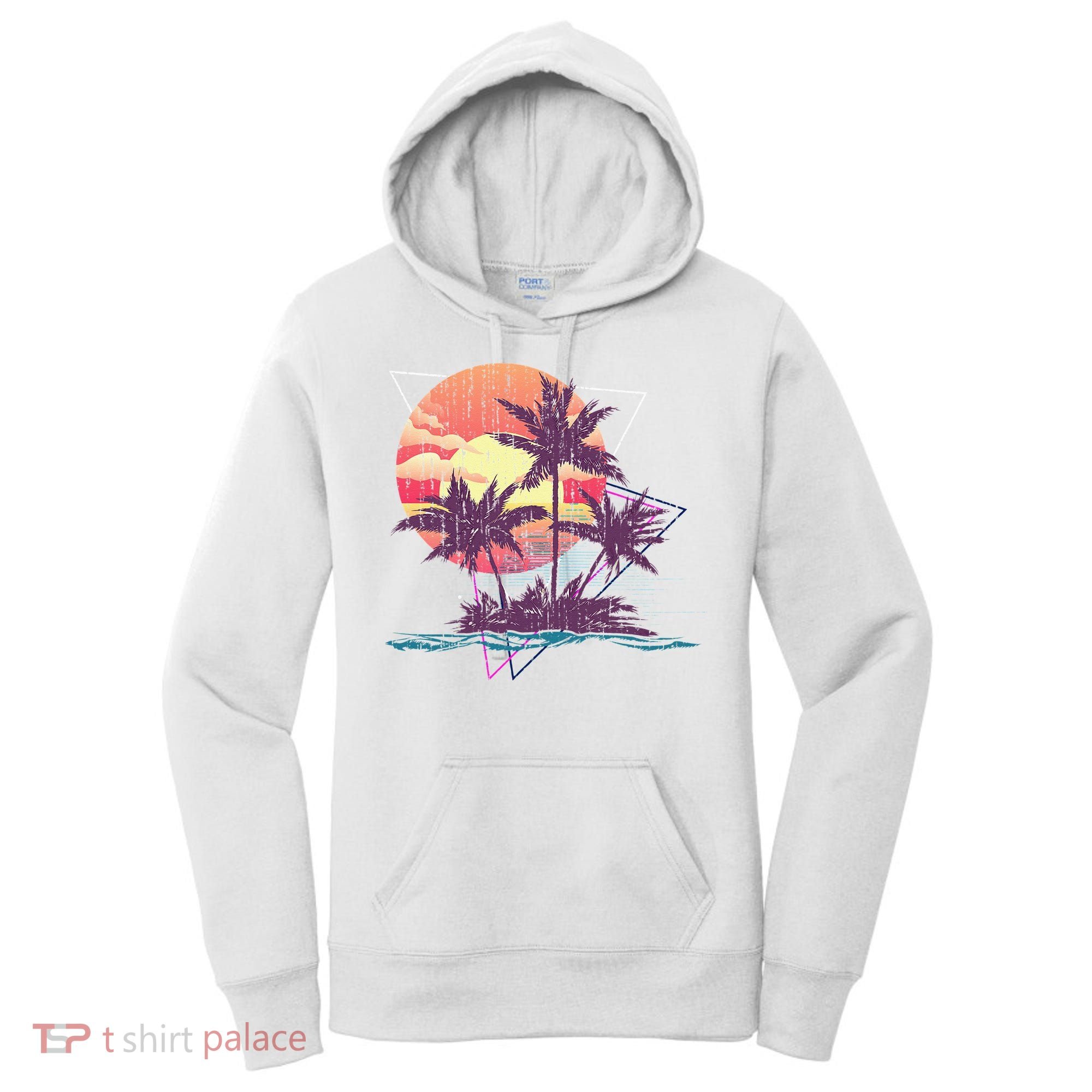 Retro Palm Trees Beach Sunset Tropical Summer Women's Hoodie