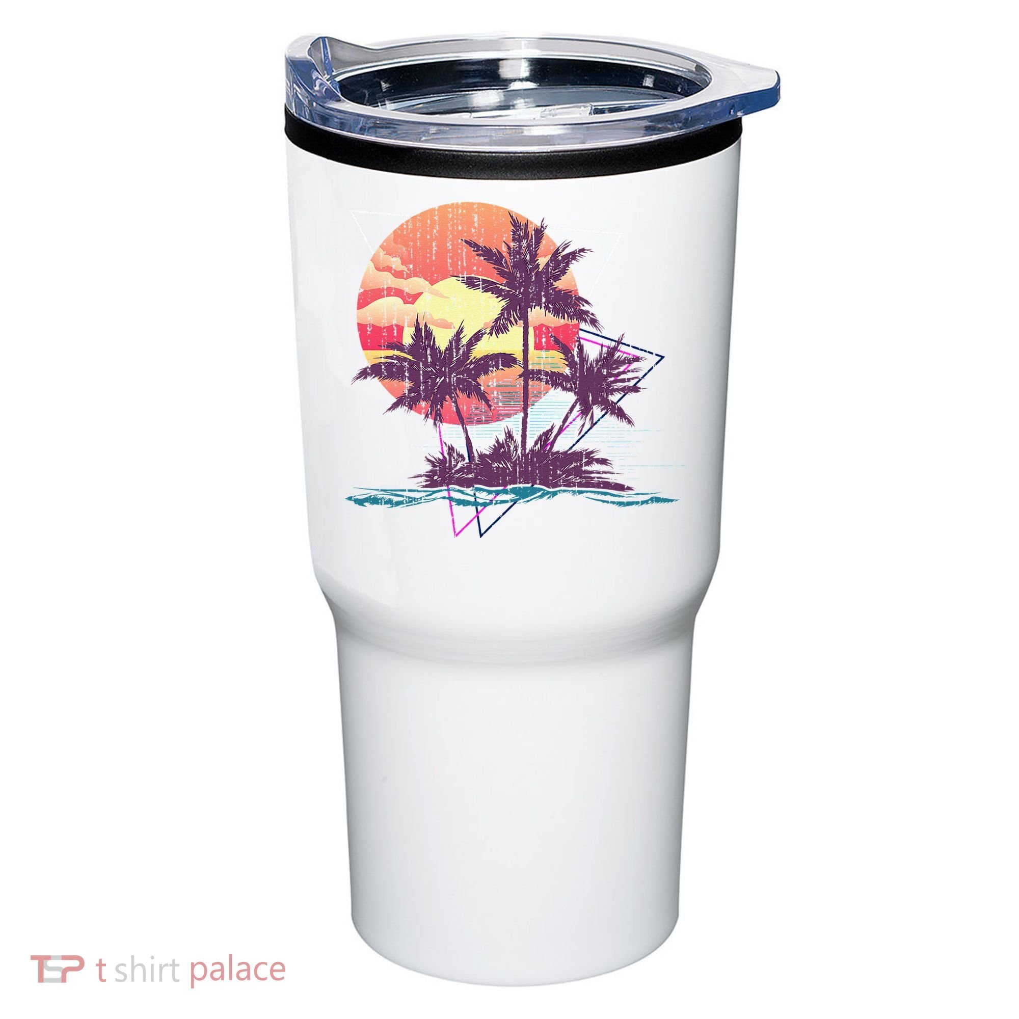 Retro Palm Trees Beach Sunset Tropical Summer Tumbler