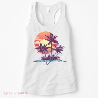 Retro Palm Trees Beach Sunset Tropical Summer Women's Tank Top