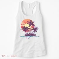 Retro Palm Trees Beach Sunset Tropical Summer Women's Tank Top thumb 0