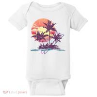 Retro Palm Trees Beach Sunset Tropical Summer Baby Bodysuit thumb 0