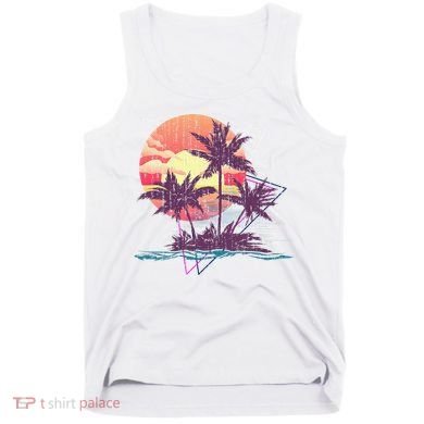 Retro Palm Trees Beach Sunset Tropical Summer Tank Top
