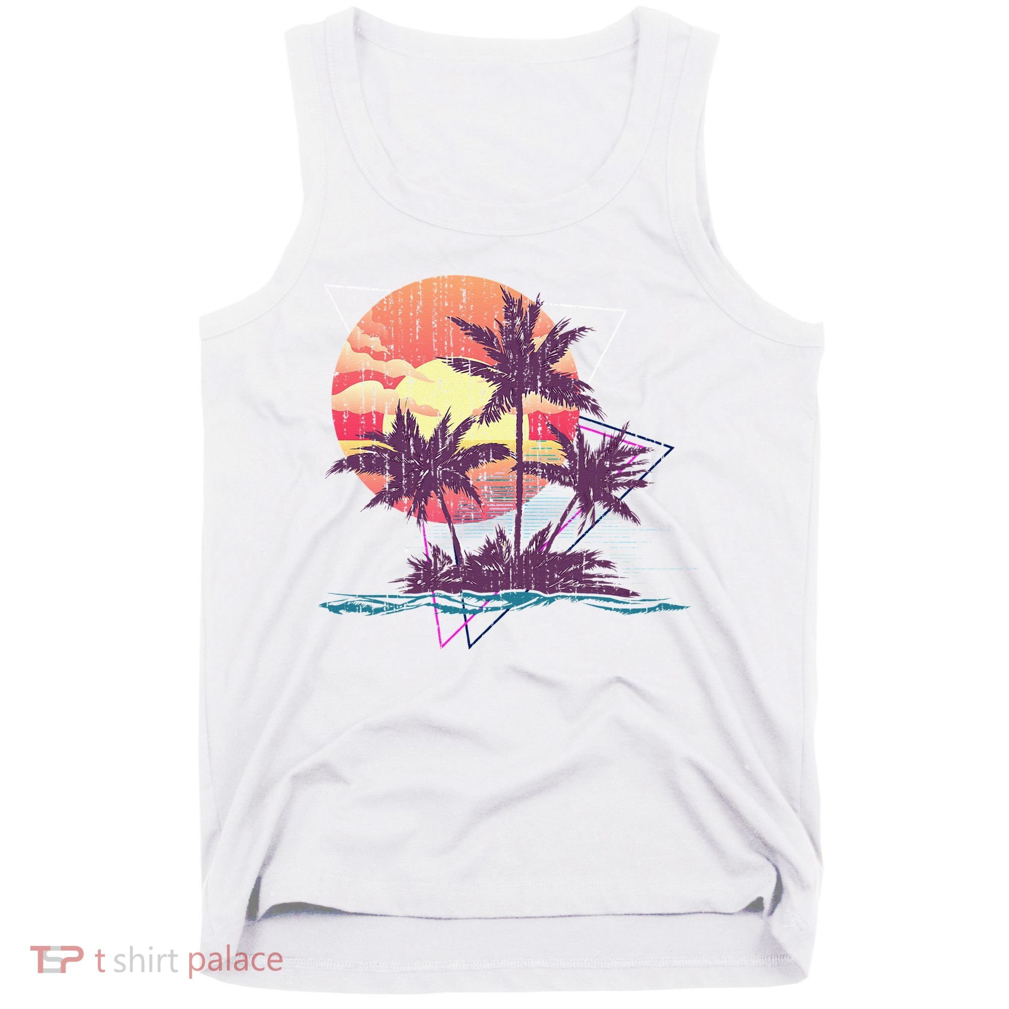 Retro Palm Trees Beach Sunset Tropical Summer Tank Top