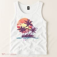 Retro Palm Trees Beach Sunset Tropical Summer Tank Top thumb 2