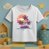 Retro Palm Trees Beach Sunset Tropical Summer Toddler T-Shirt thumb 3