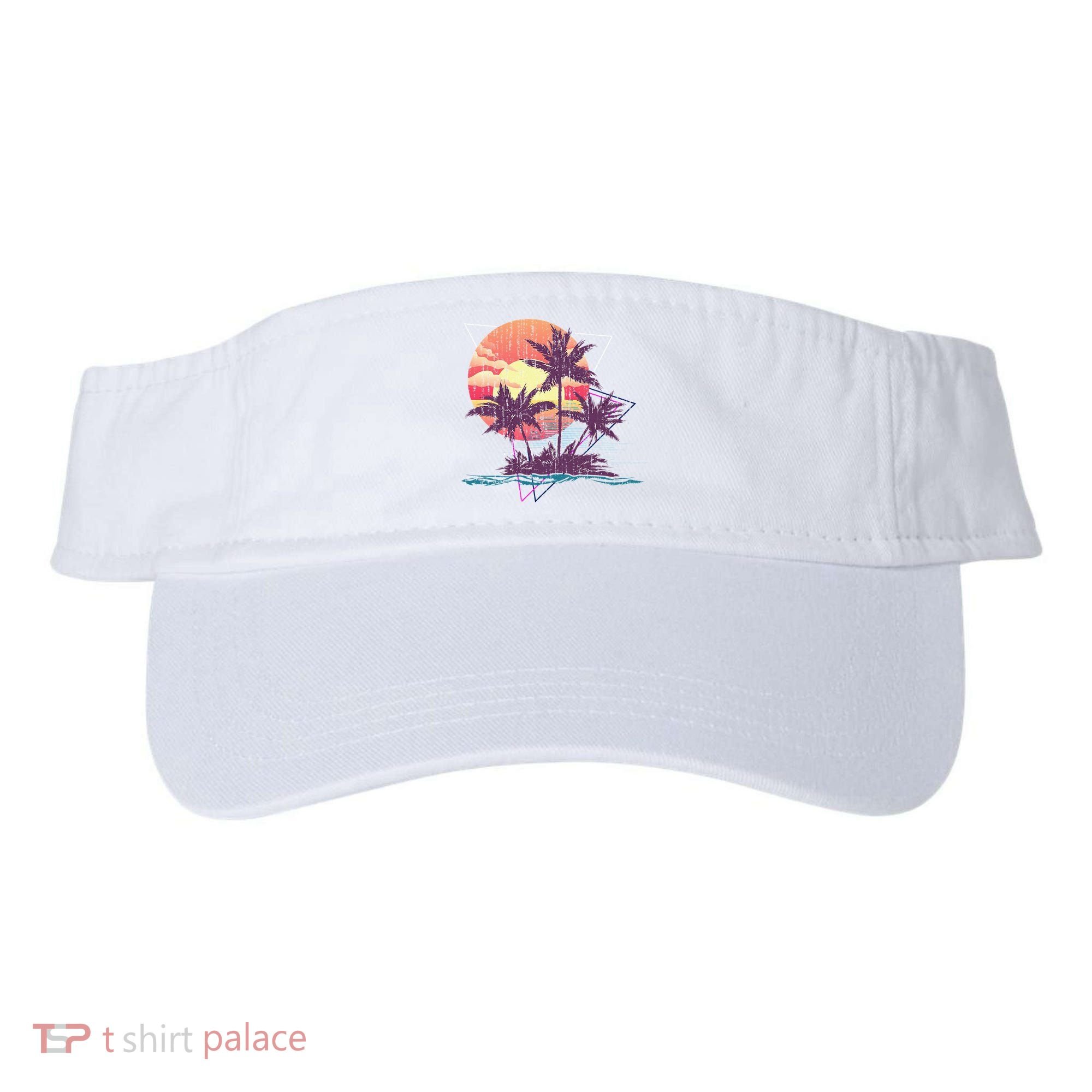 Retro Palm Trees Beach Sunset Tropical Summer Visor