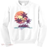 Retro Palm Trees Beach Sunset Tropical Summer Kids Sweatshirt thumb 0