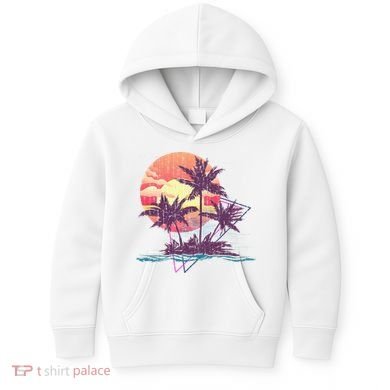 Retro Palm Trees Beach Sunset Tropical Summer Kids Hoodie