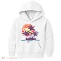 Retro Palm Trees Beach Sunset Tropical Summer Kids Hoodie thumb 0