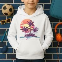 Retro Palm Trees Beach Sunset Tropical Summer Kids Hoodie thumb 2
