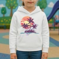 Retro Palm Trees Beach Sunset Tropical Summer Kids Hoodie thumb 3