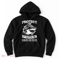 Retro Protect The Sharks Explore The Oceans Respect The Locals Shark Week Lover Hoodie thumb 0