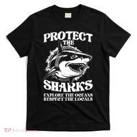 Retro Protect The Sharks Explore The Oceans Respect The Locals Shark Week Lover T-Shirt thumb 0