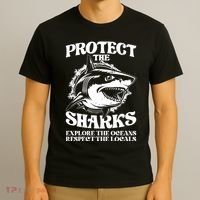 Retro Protect The Sharks Explore The Oceans Respect The Locals Shark Week Lover T-Shirt thumb 3