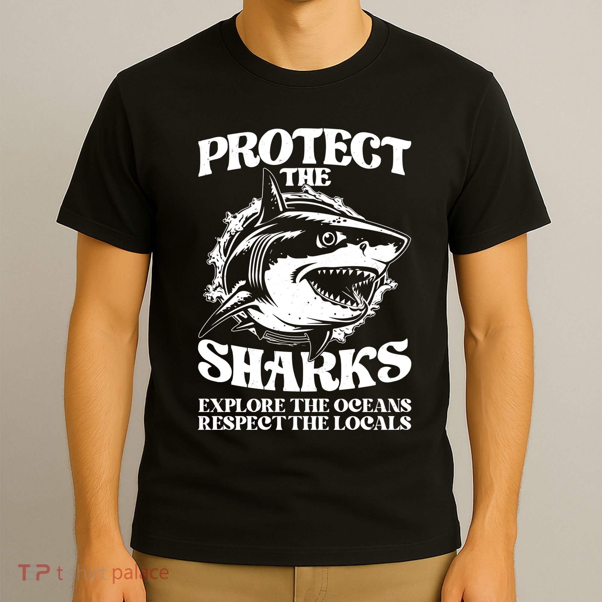 Retro Protect The Sharks Explore The Oceans Respect The Locals Shark Week Lover T-Shirt