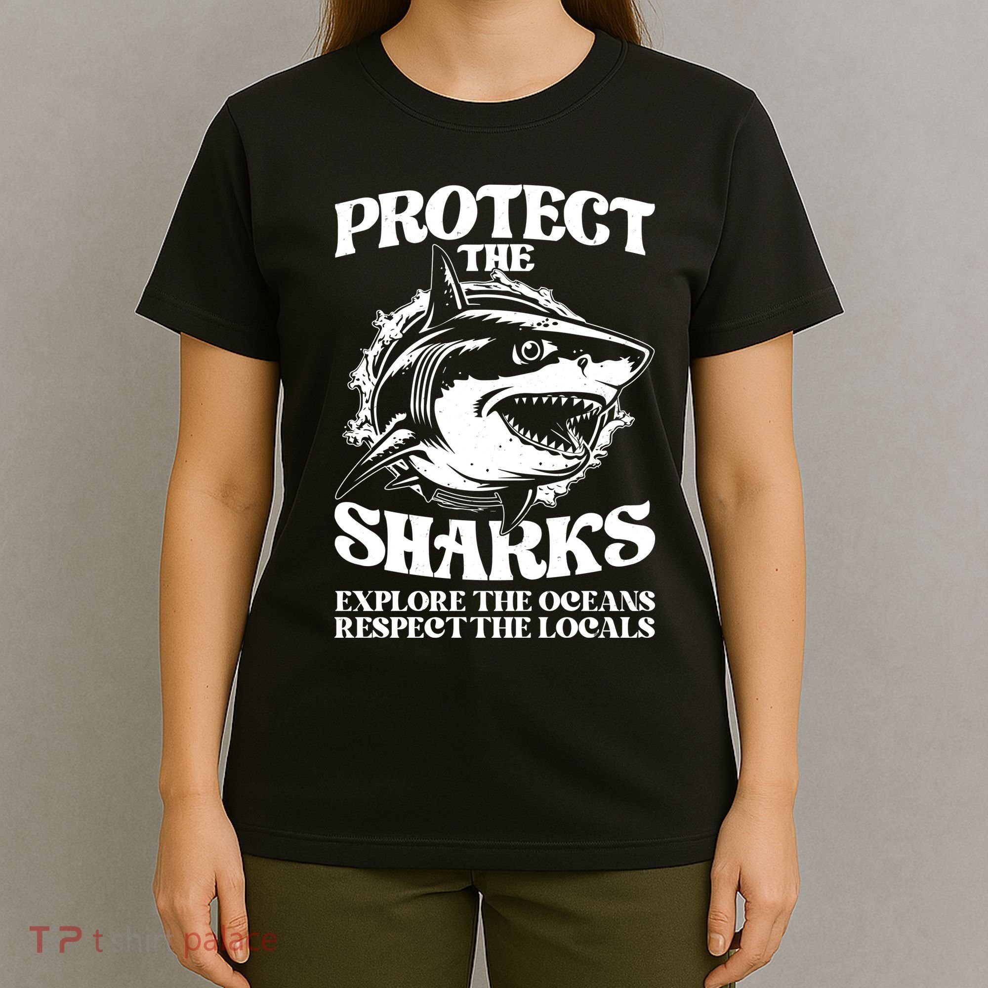 Retro Protect The Sharks Explore The Oceans Respect The Locals Shark Week Lover T-Shirt