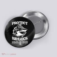 Retro Protect The Sharks Explore The Oceans Respect The Locals Shark Week Lover Button thumb 0