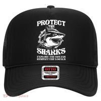 Retro Protect The Sharks Explore The Oceans Respect The Locals Shark Week Lover Hat thumb 0