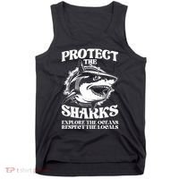 Retro Protect The Sharks Explore The Oceans Respect The Locals Shark Week Lover Tank Top thumb 0