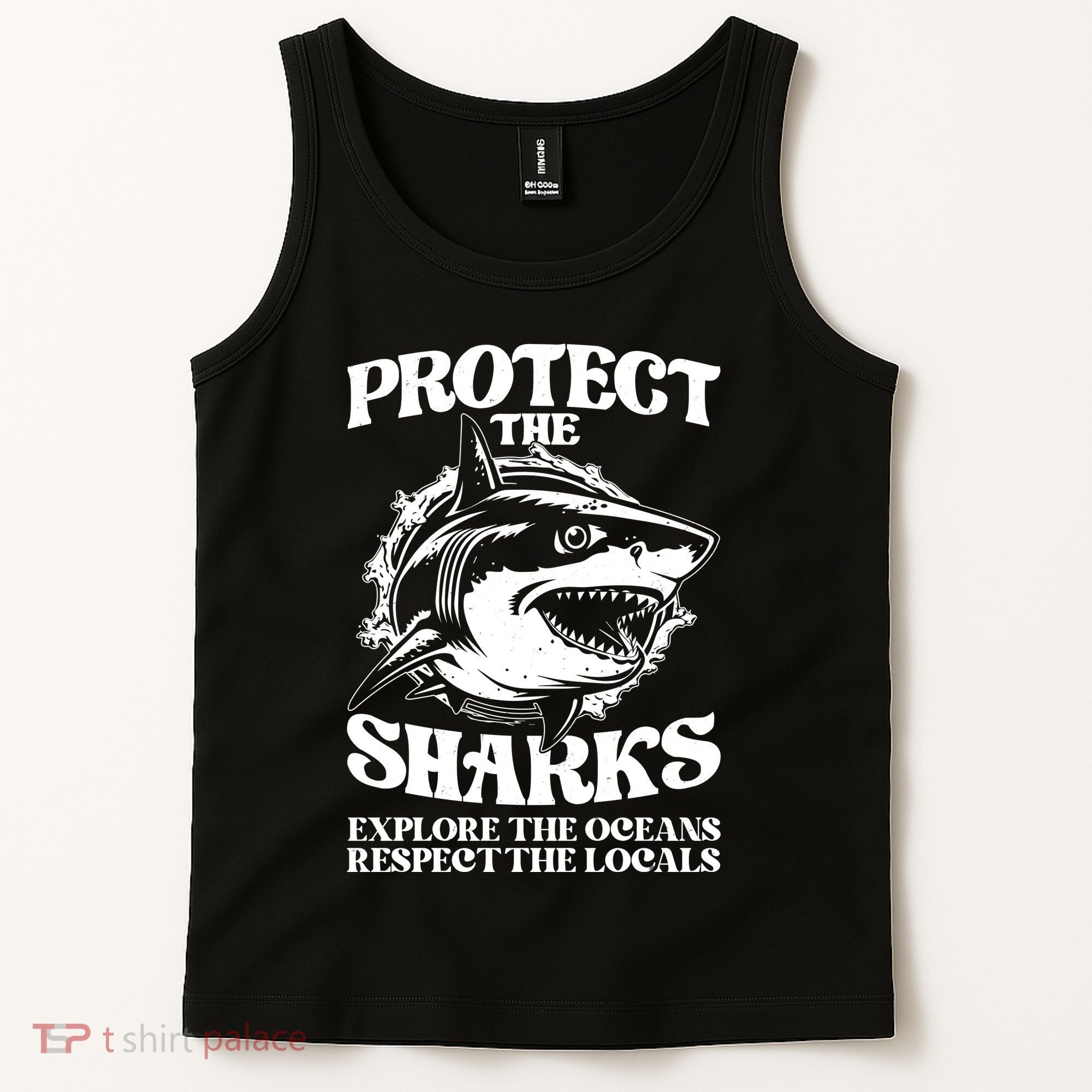 Retro Protect The Sharks Explore The Oceans Respect The Locals Shark Week Lover Tank Top