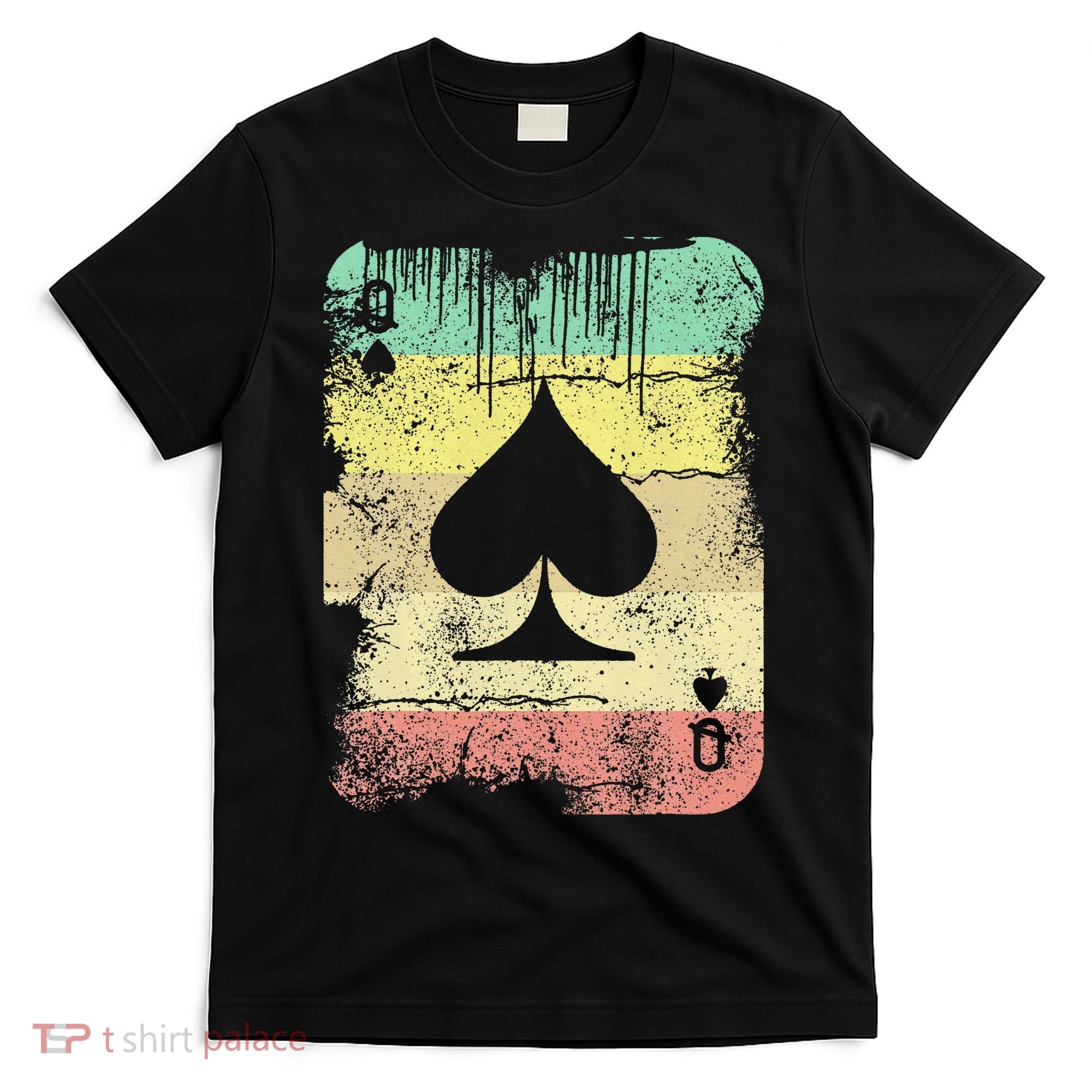 Retro Poker Texas Hold'Em Queen Of Spades Vintage Poker T-Shirt