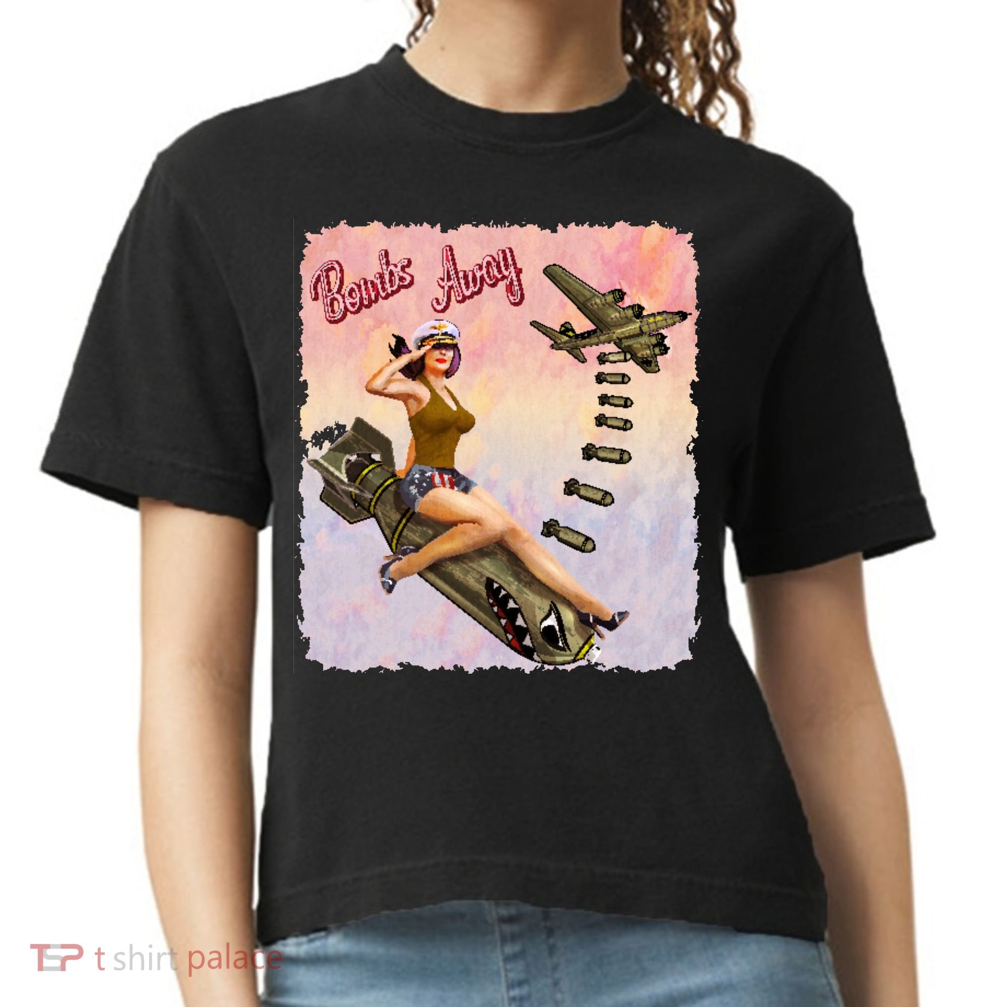 Retro Pin Up Girl Bombs Away Retro Comfort Colors Boxy T-Shirt