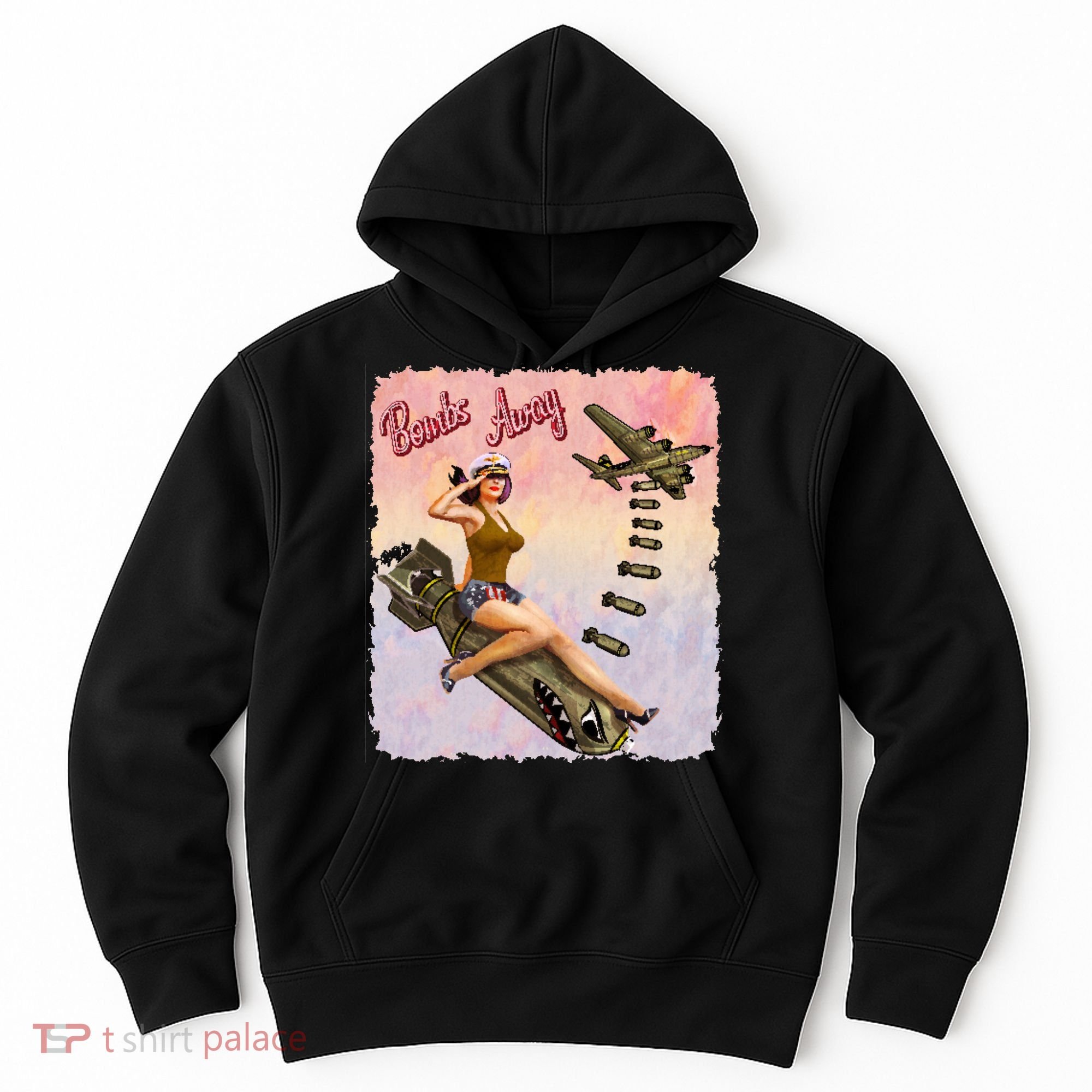 Retro Pin Up Girl Bombs Away Retro Hoodie