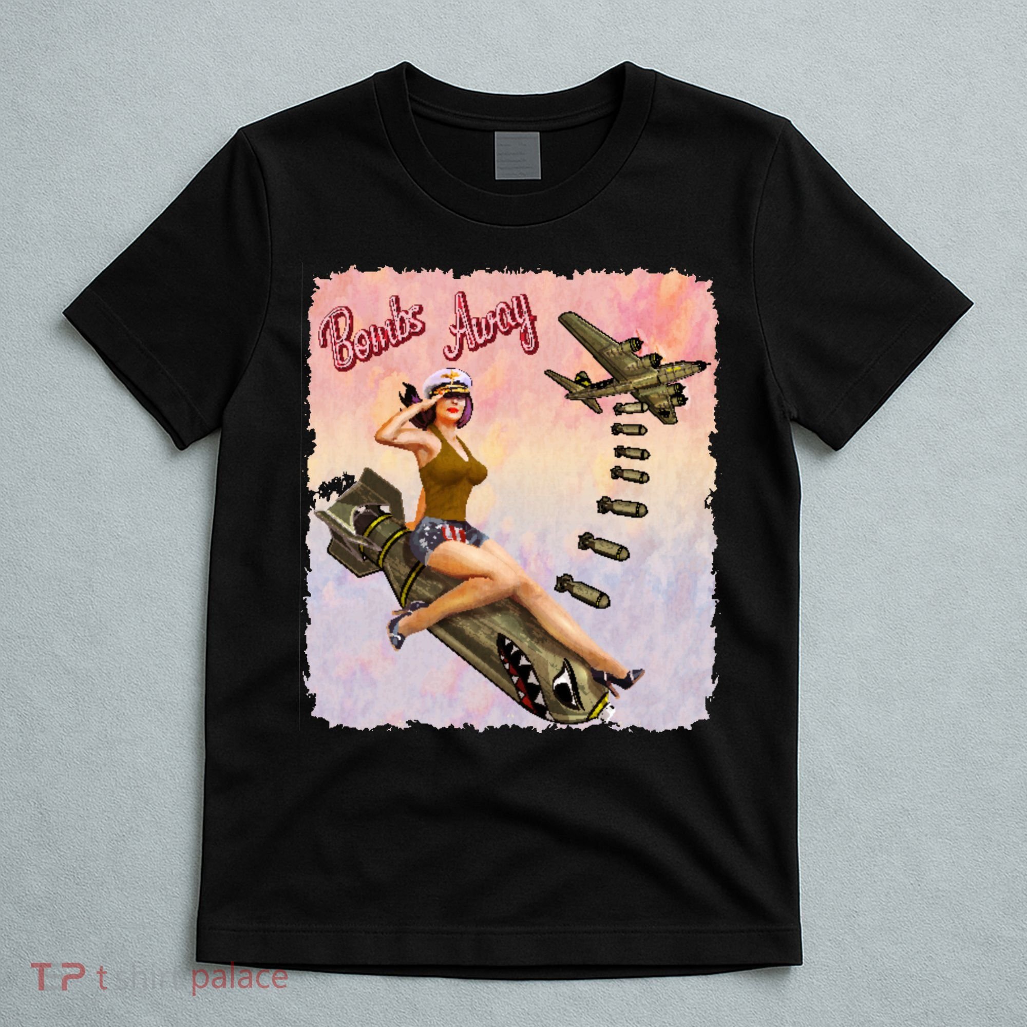 Retro Pin Up Girl Bombs Away Retro T-Shirt