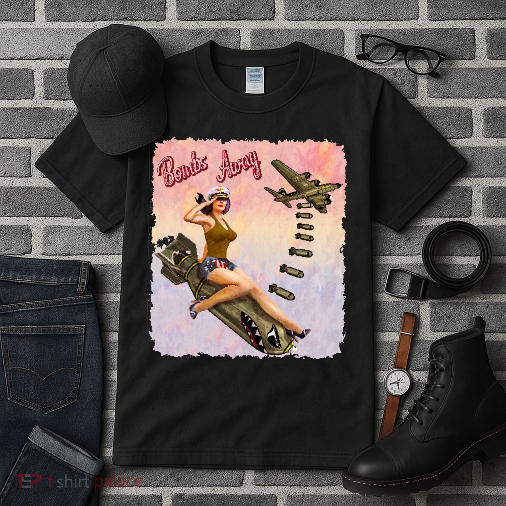 Retro Pin Up Girl Bombs Away Retro Tall T-Shirt