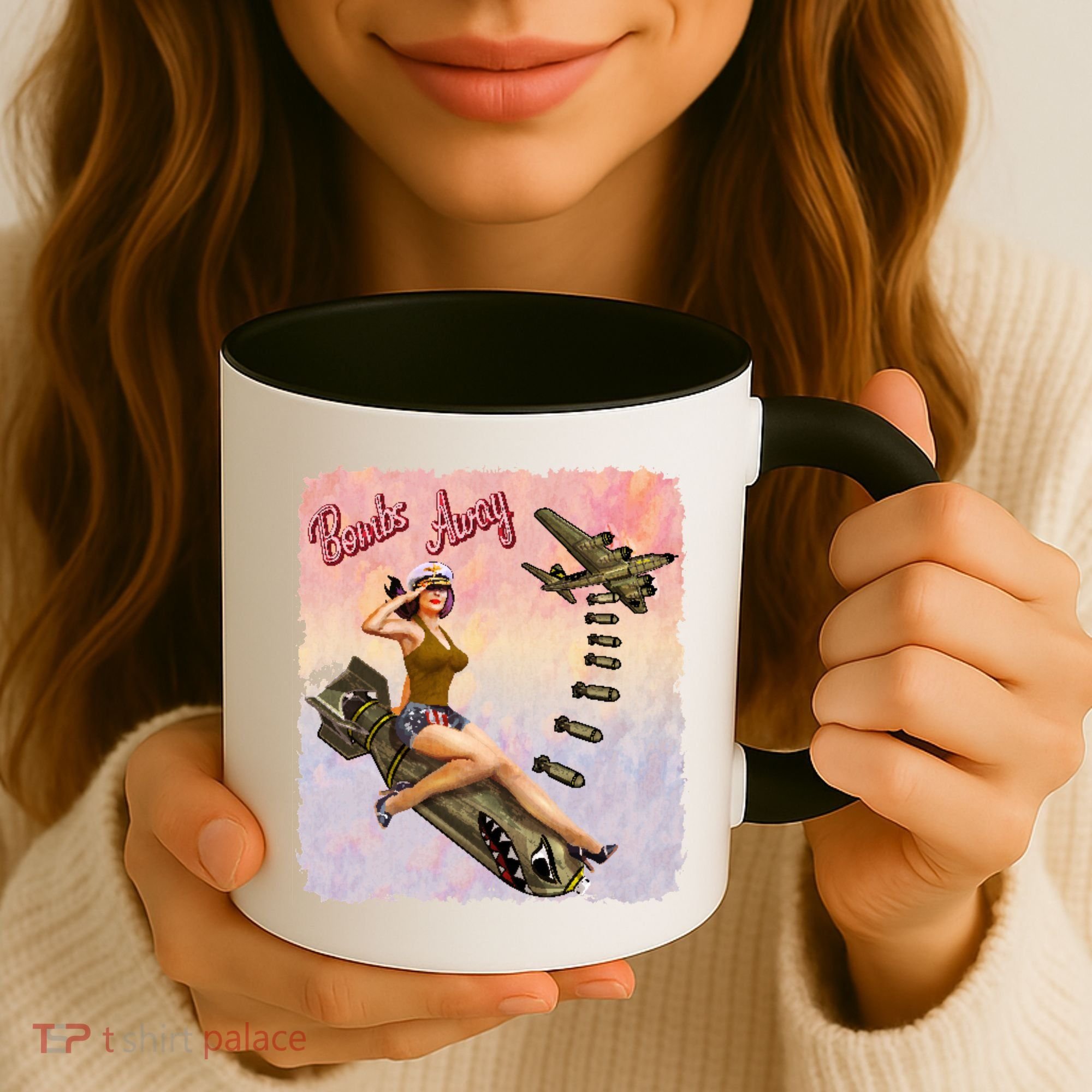 Retro Pin Up Girl Bombs Away Retro Coffee Mug