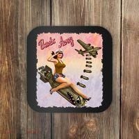 Retro Pin Up Girl Bombs Away Retro Coaster thumb 0