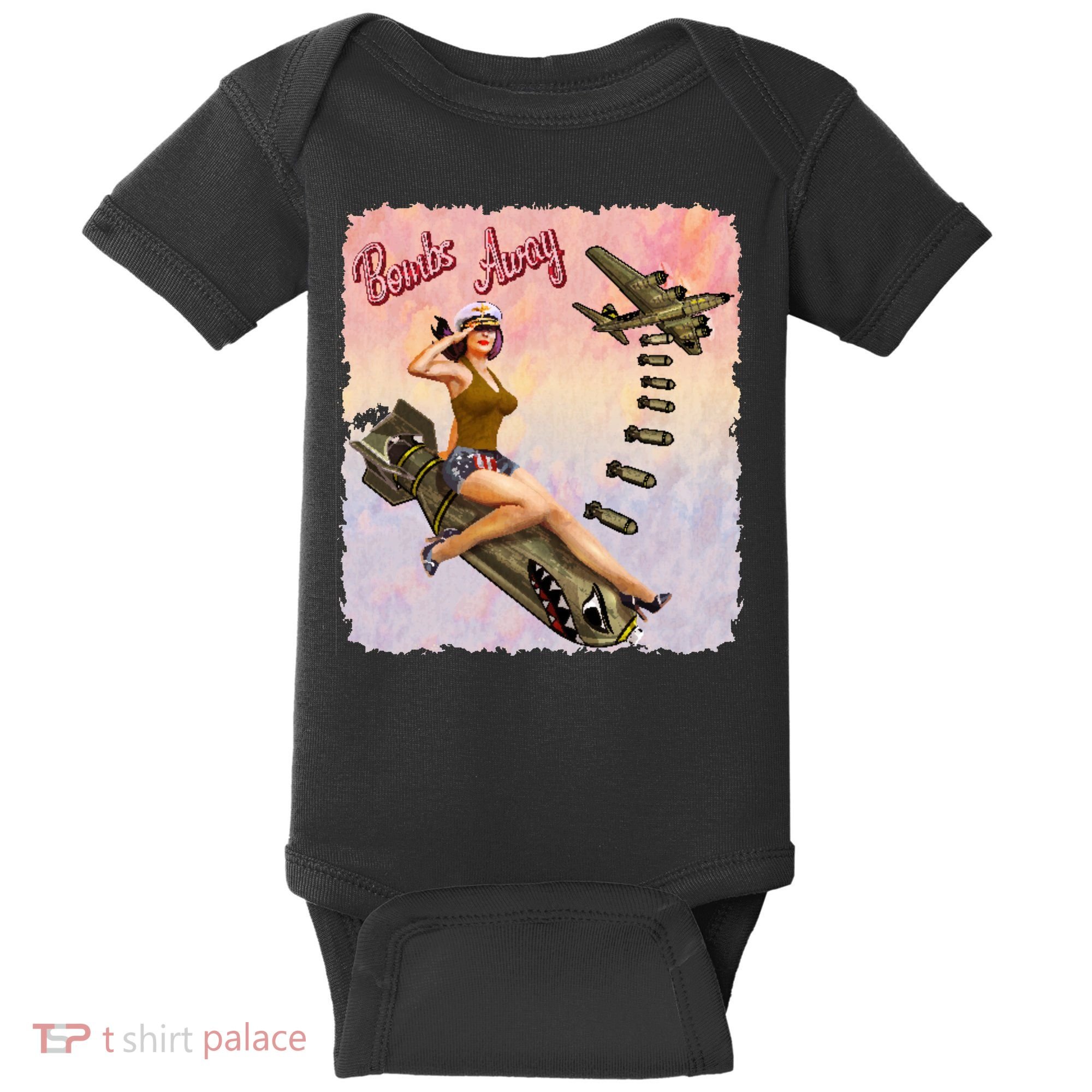 Retro Pin Up Girl Bombs Away Retro Baby Bodysuit