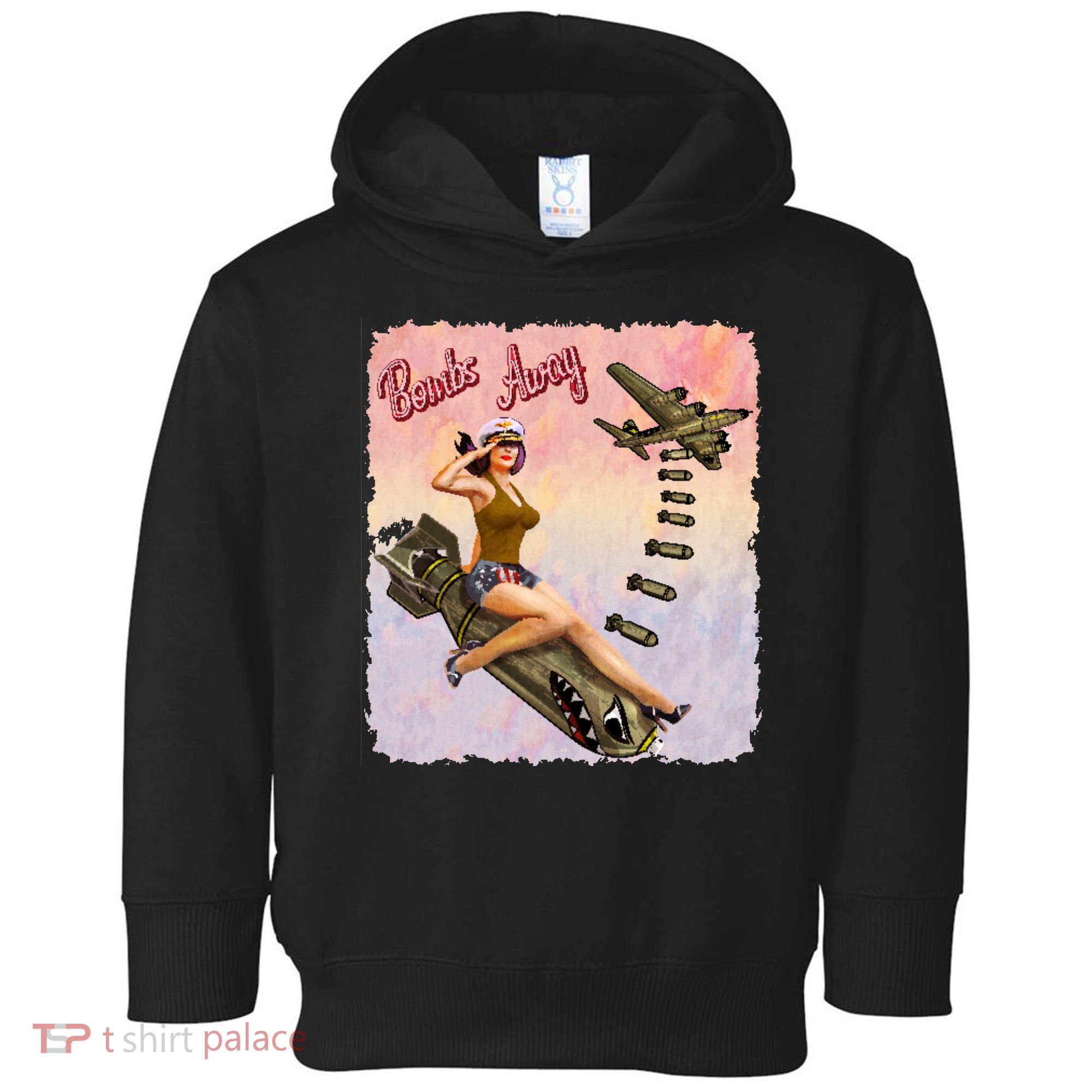 Retro Pin Up Girl Bombs Away Retro Toddler Hoodie
