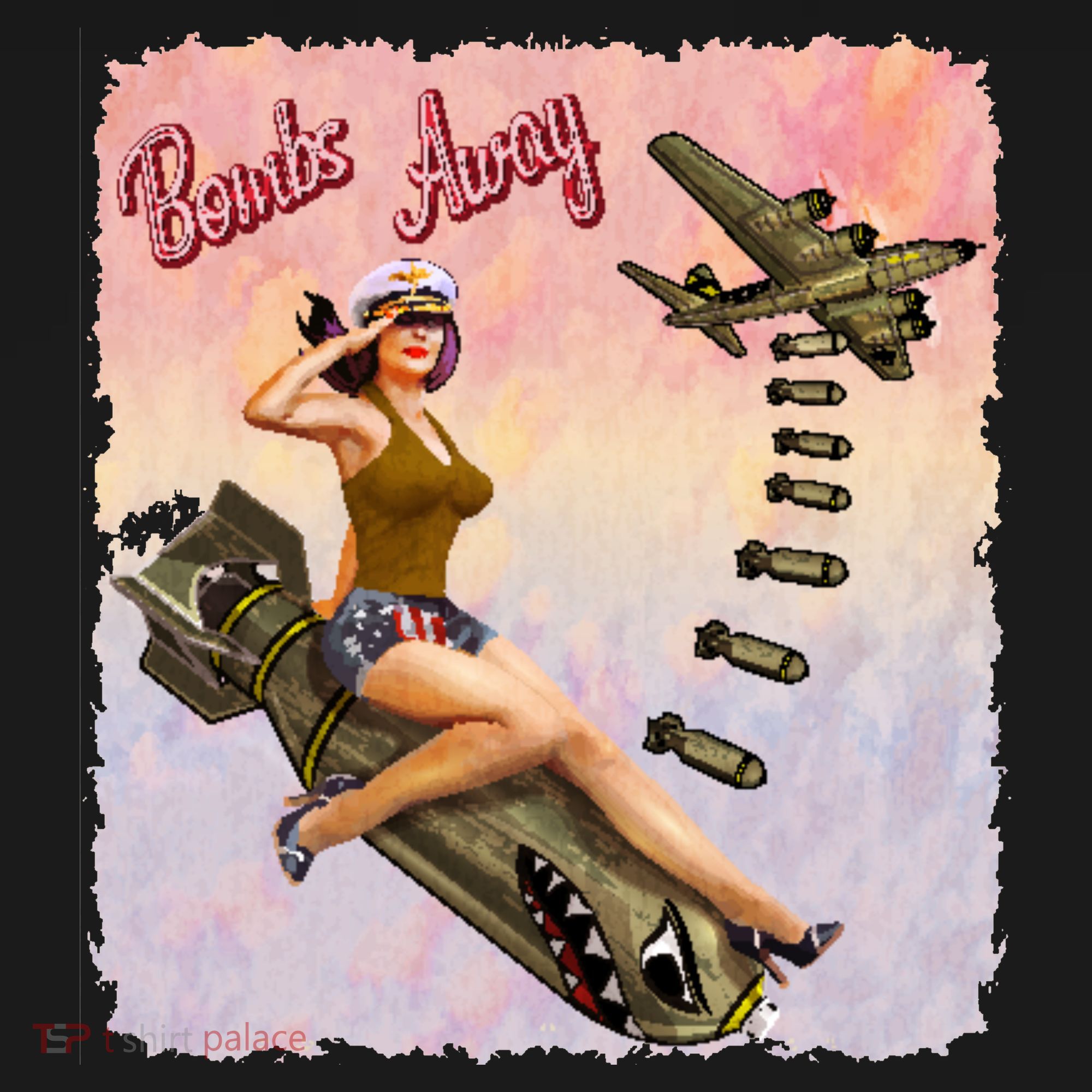 Retro Pin Up Girl Bombs Away Retro Tank Top