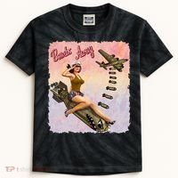 Retro Pin Up Girl Bombs Away Retro Kids Tie-Dye T-Shirt thumb 0