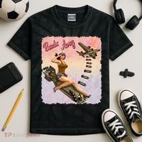 Retro Pin Up Girl Bombs Away Retro Kids Tie-Dye T-Shirt thumb 2